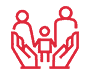 A heart-shaped icon with a group of individuals around it, representing clients as family - Sharks At Law