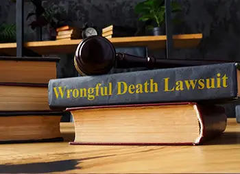 Wrongful Death Lawsuit book and gavel, explaining survival actions in Illinois personal injury law