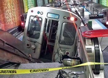 A train crash with caution tape in foreground - Sharks at Law