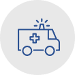 Icon for medical liens featuring blue ambulance on white - Sharks At Law